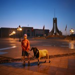 Tunisia, Tunis
A boy stands with his goat in Kasbah Square.