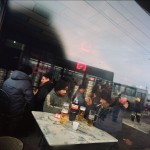 Romania, Bucharest.
Vasille and Florin having a drink. 